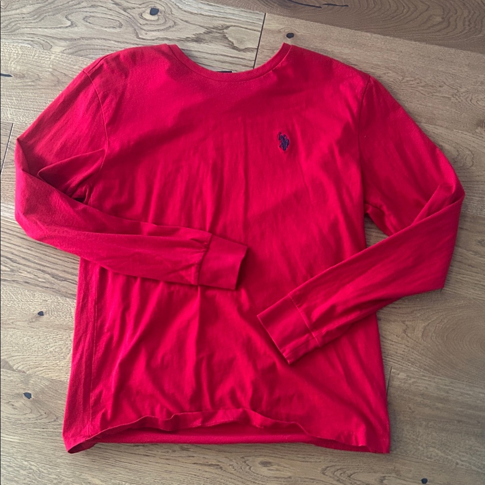 Ralph Lauren Bright Red Long Sleeve Shirt with Polo Logo 100%cotton
